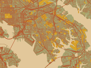 Flat Painterly Map Dundalk Maryland