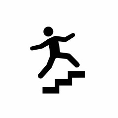 Obraz premium black and white falling person hazard icon, human falling down stairs, flat vector