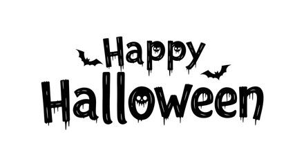 Happy Halloween creative word art on white background