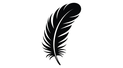 Obraz premium Simple black silhouette of a single feather on a white background
