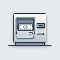 Automated Teller Machine with Cash Dispensed Promoting Financial Transactions and Modern Banking Solutions Illustration with Dollar Sign