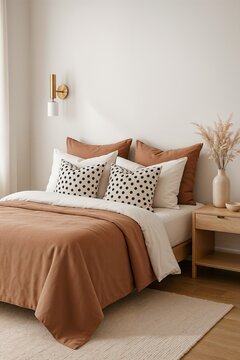Warm Terracotta Accent Modern Bedroom