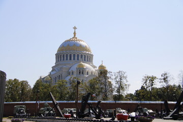 St. Nicholas Cathedral in Kronstadt view from the park