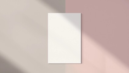 Fototapeta premium Blank A4 paper template on two color paper with brown and pink of background. 
