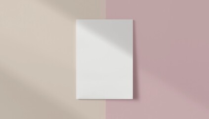 Fototapeta premium Blank A4 paper template on two color paper with brown and pink of background. 