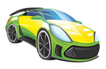 Cartoon street racing car vehicle on white background illustration for children