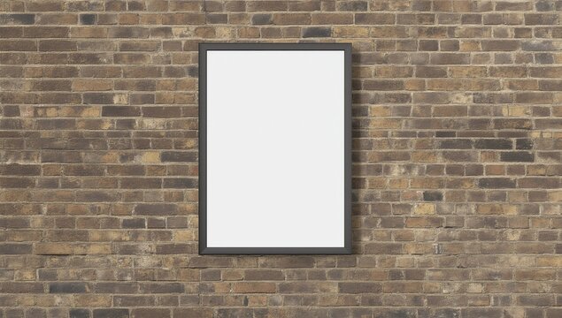 Blank advertising A2 poster billboard on brick wall 
