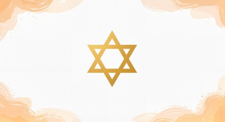 Star of David symbol in golden color on soft abstract background  
