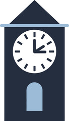 Clock tower with hands showing the hour, time illustration icon
