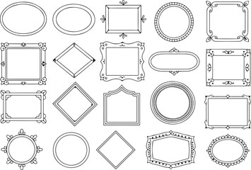 Collection of Decorative Frames and Borders Vector Illustration Graphic Art Set