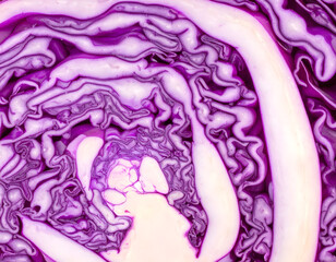 Obraz premium Close up view of a sliced purple cabbage vegetable