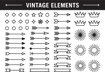 Decorative Elements Set Black Line Art on Transparent Background for Graphic Projects