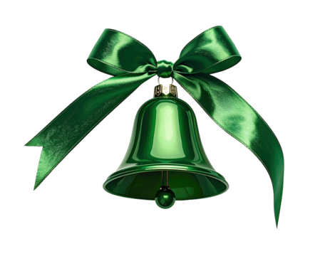 Green Christmas bell with ribbon