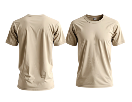 Beige t-shirt front and back view (2)