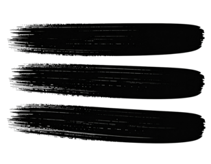 Three black brushstrokes with glittery texture