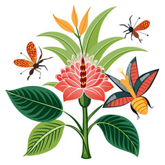 set of colorful flowers