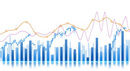 Abstract financial data with bar and line graphs finance