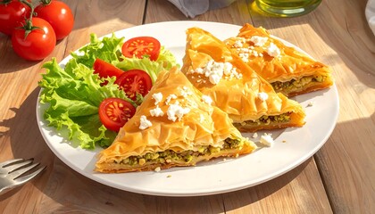 Spanakopita Spinach and Feta Pie on Plate