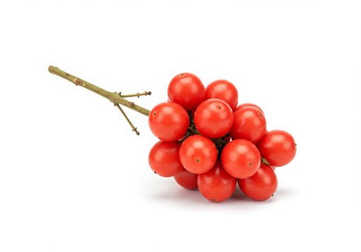 Red Ripe Rambai Fruit Bunch White Background