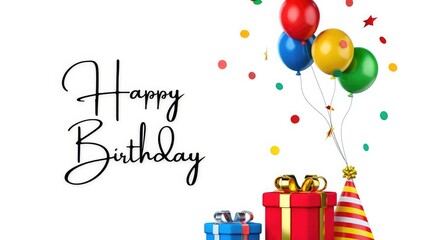 Happy Birthday Celebration with Balloons and Gifts