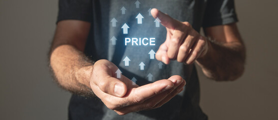 Price word with a growing arrows.