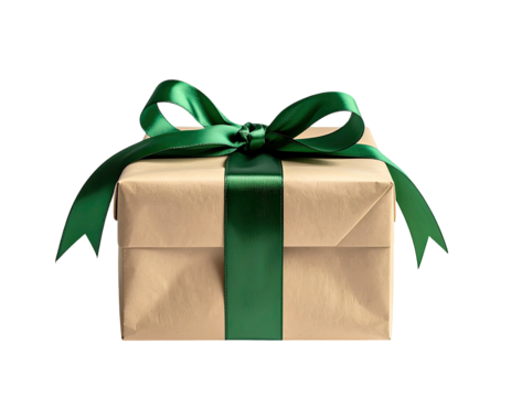 Gift box with emerald green ribbon