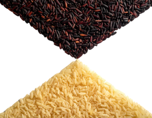 Two types of rice, contrasting colors, geometric arrangement