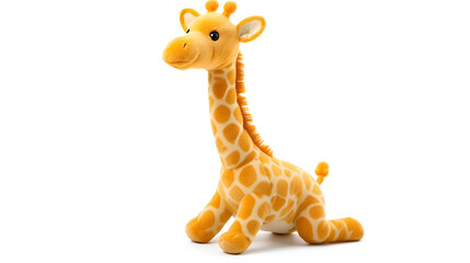 Giraffe Plush Toy, Adorable Stuffed Animal with Yellow and Orange Spots on a White Background, Cute Soft Animal for Children's Playtime or Nursery Decoration, Cuddly and Huggable Toy
