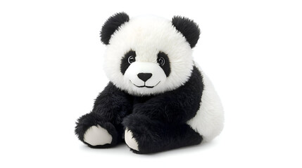 Panda Bear Plush Toy Adorable black and white panda stuffed animal sitting upright against a clean white backdrop, perfect for childhood gifts or cuddly companions, soft and inviting