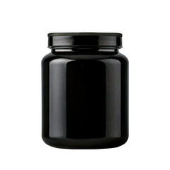 Blank black jar mockup isolated on transparent background