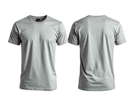 Gray T-shirt mockup, front and back view