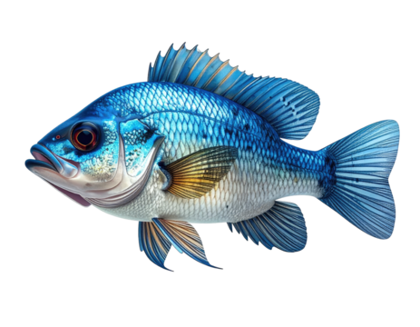 Detailed profile view of a vibrant blue fish