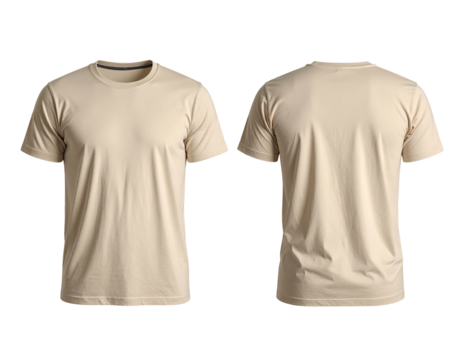 Beige t-shirt mockup front and back view