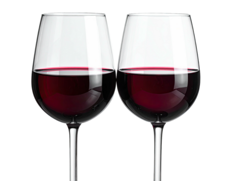 Two wine glasses filled with red wine