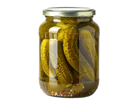 Pickled cucumbers in a glass jar (1)