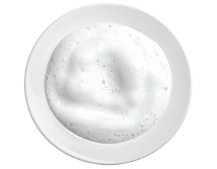 White foam in a round dish