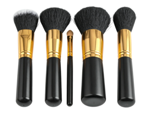 Makeup brushes set on white background