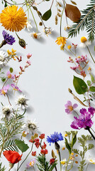 A frame of flowers and leaves