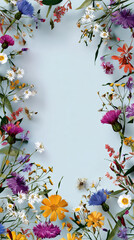 A frame of flowers and leaves