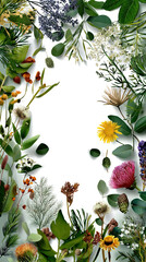 A frame of flowers and leaves