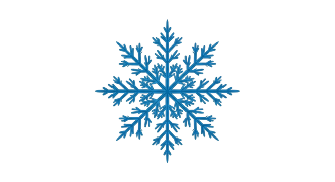 Blue Snowflake on Transparent Background Winter Holiday Decoration