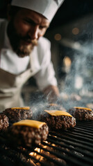 An outdoor grilling scene in a garden