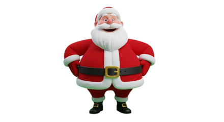 Cartoon Santa Claus Standing Confidently in Red Suit with White Trim and Black Belt
