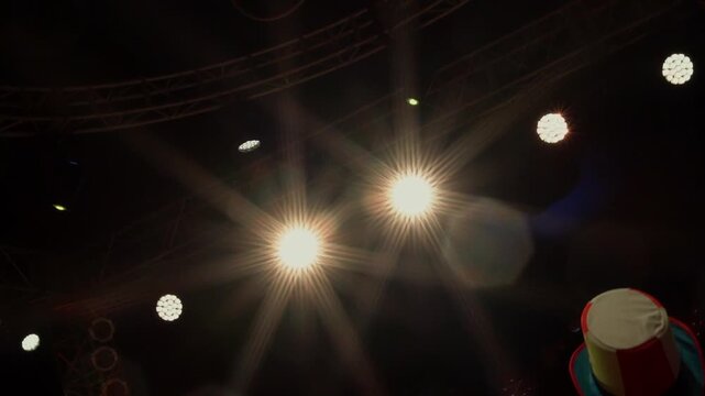 circus lights inside a circus tent