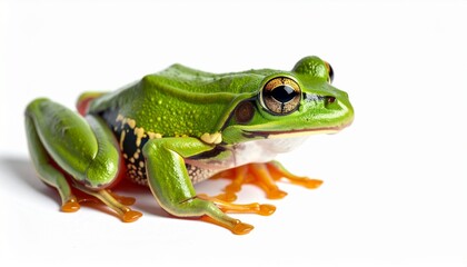 Obraz premium Vibrant Green Tree Frog Close-up on White