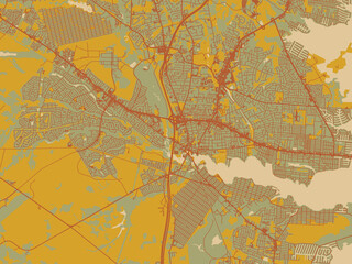 Minimalist flat city map of Toms River, New jersey with muted sage base, rust-colored roads, and soft ochre highlights.