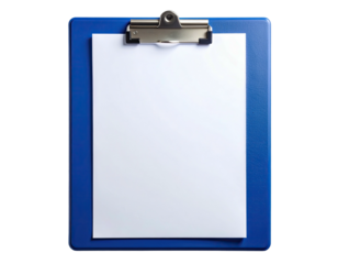 Blue clipboard with blank white paper (1)