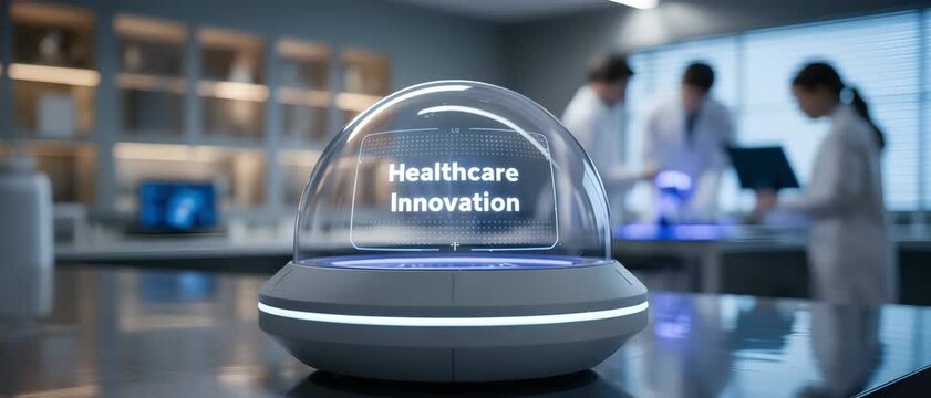 Healthcare innovation display in research laboratory