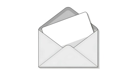 Open Envelope with Letter Inside on White Background