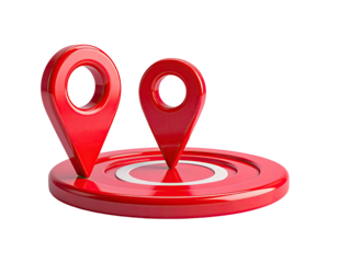 Three-dimensional red map markers